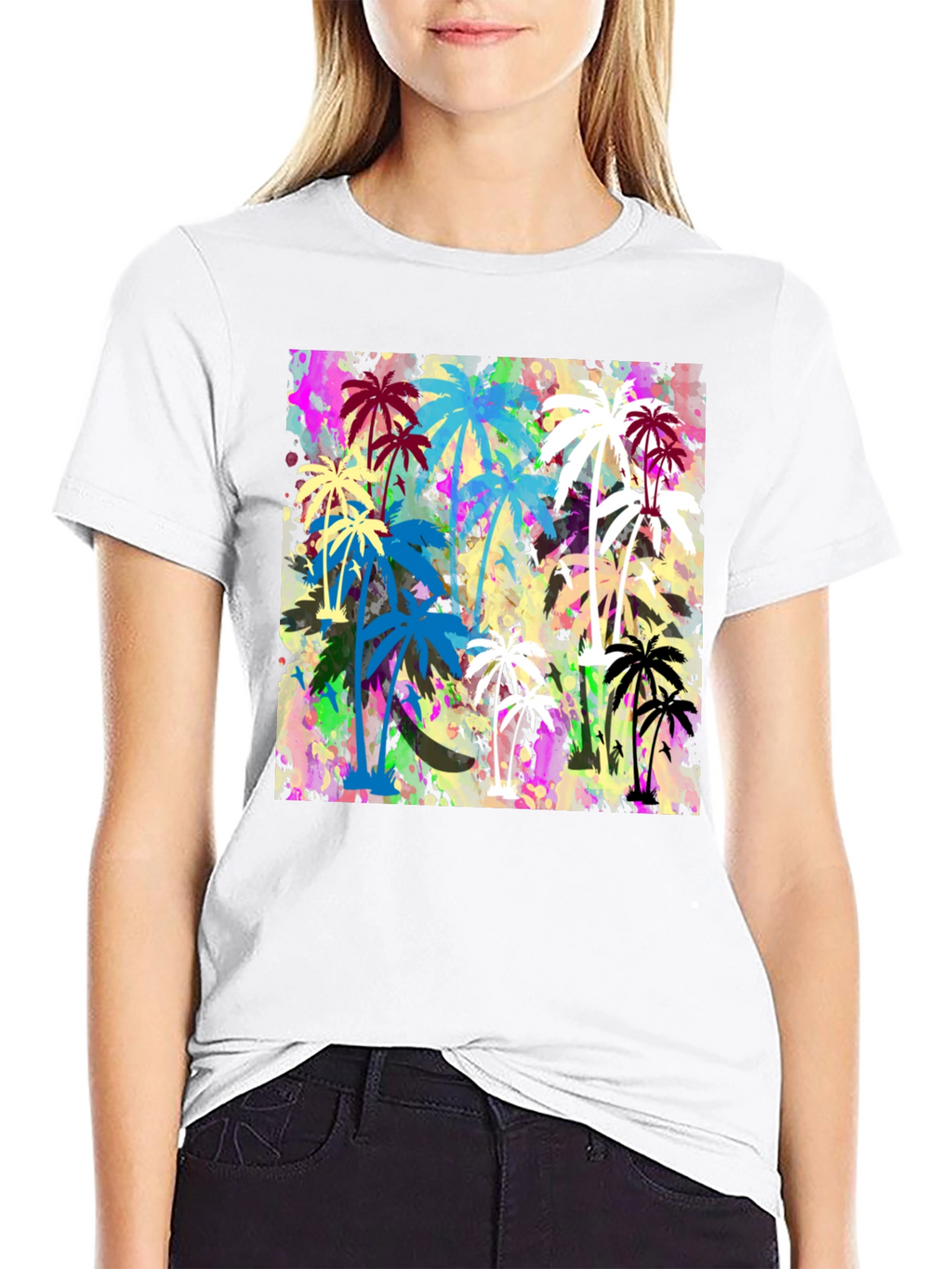 Palm Tree Graphic Print Black T-Shirt