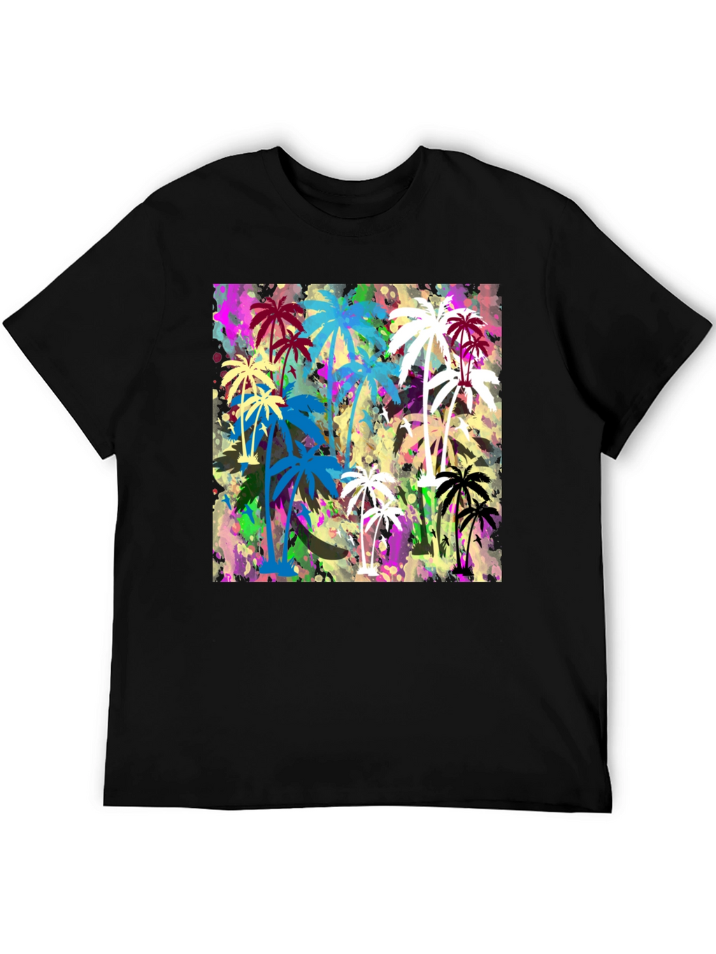 Palm Tree Graphic Print Black T-Shirt