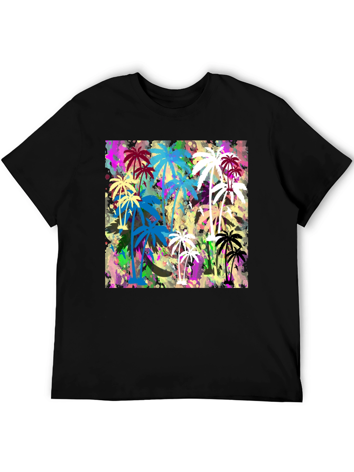 Palm Tree Graphic Print Black T-Shirt