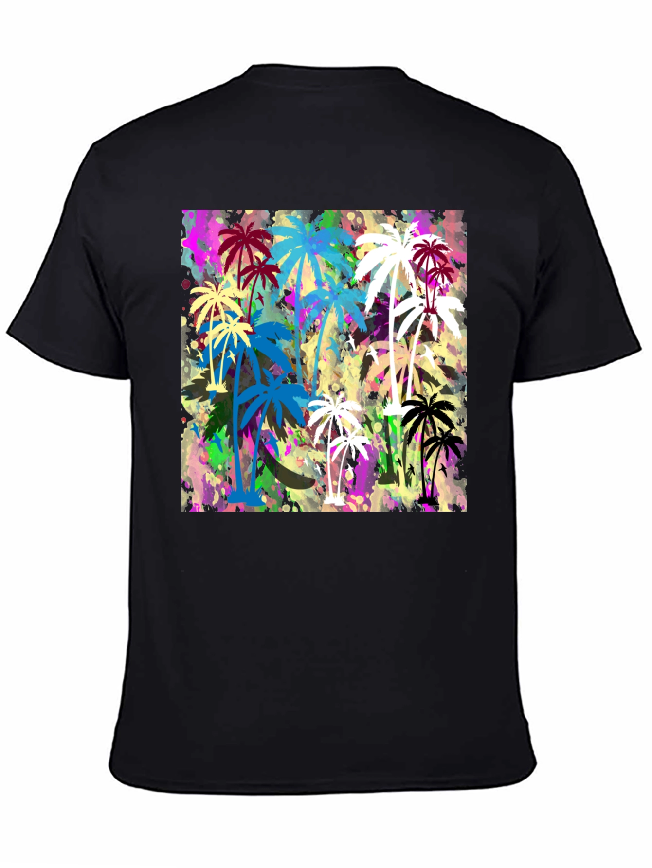 Palm Tree Graphic Print Black T-Shirt