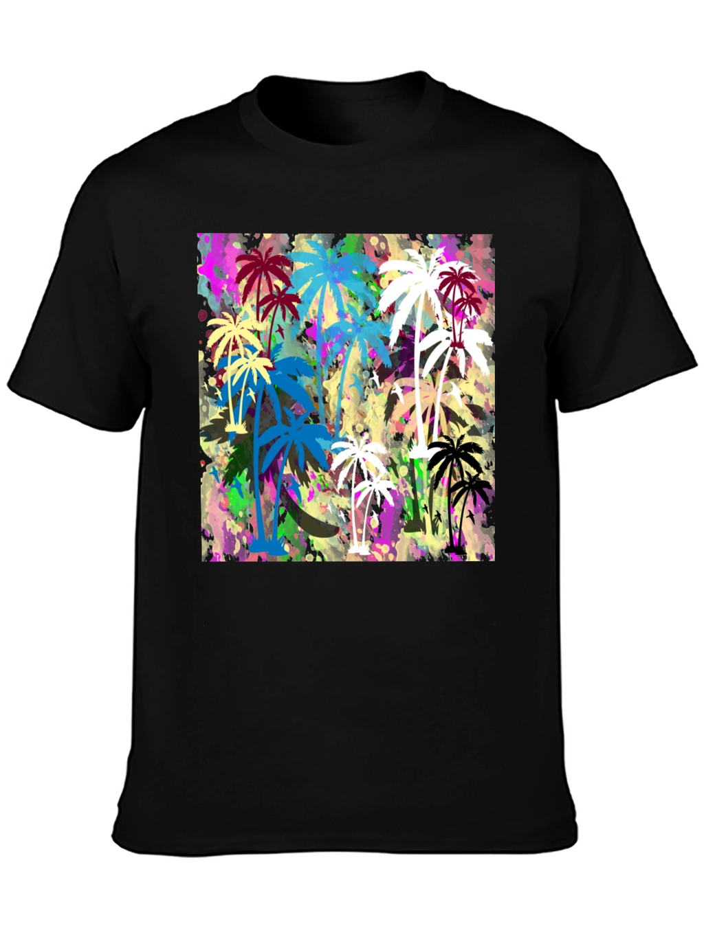 Palm Tree Graphic Print Black T-Shirt