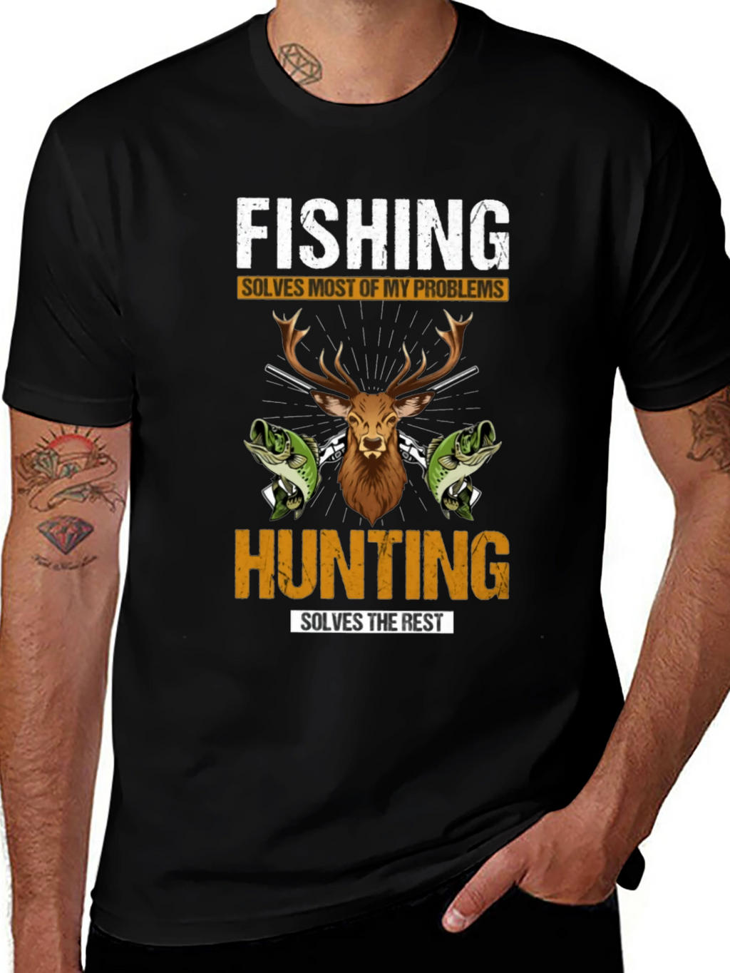 Fishing & Hunting Graphic Tee - Solve Your Problems!