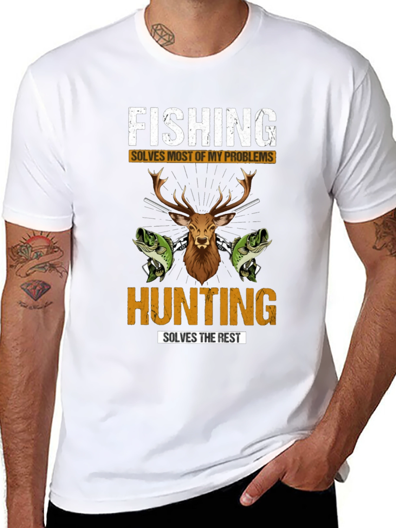 Fishing & Hunting Graphic Tee - Solve Your Problems!