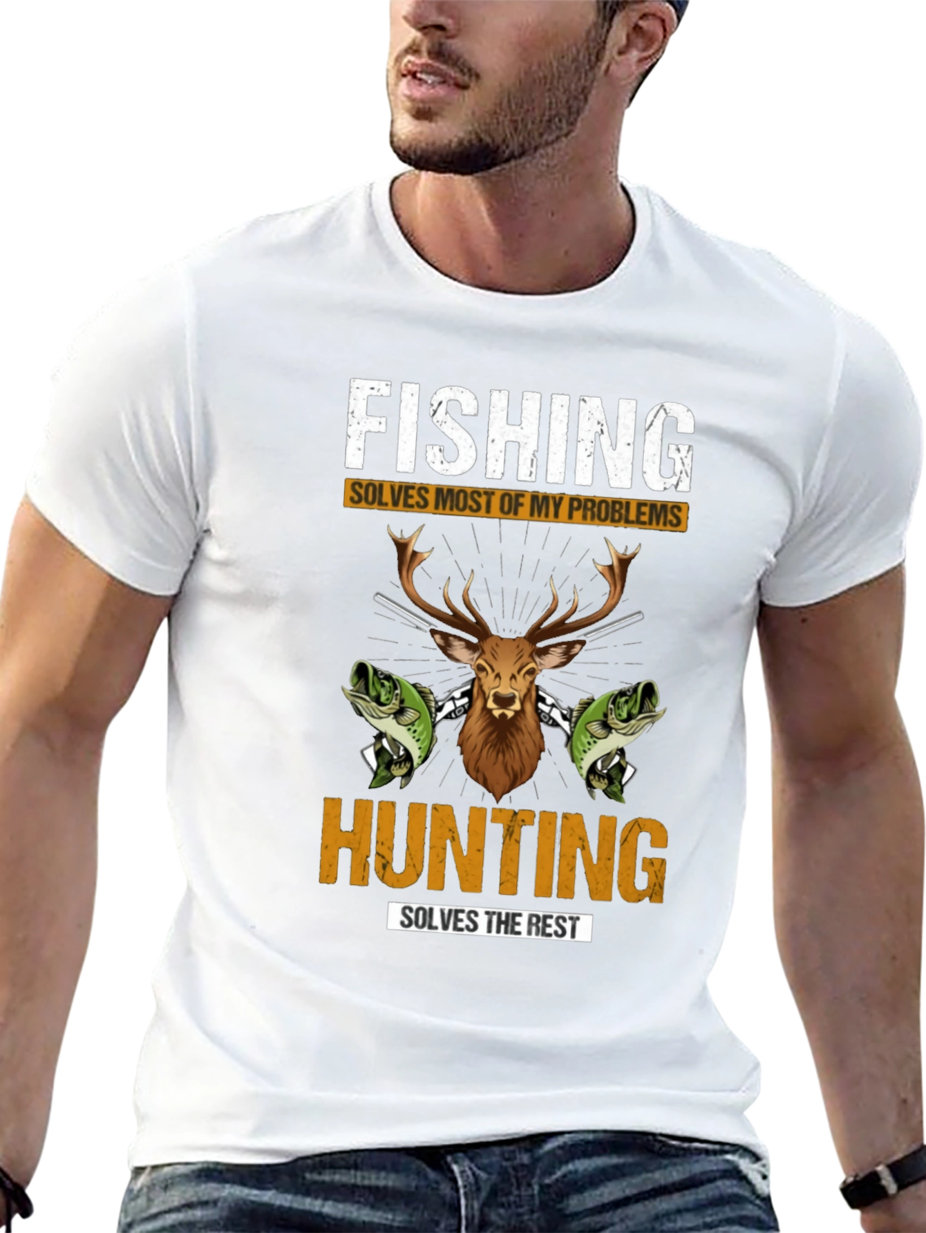 Fishing & Hunting Graphic Tee - Solve Your Problems!