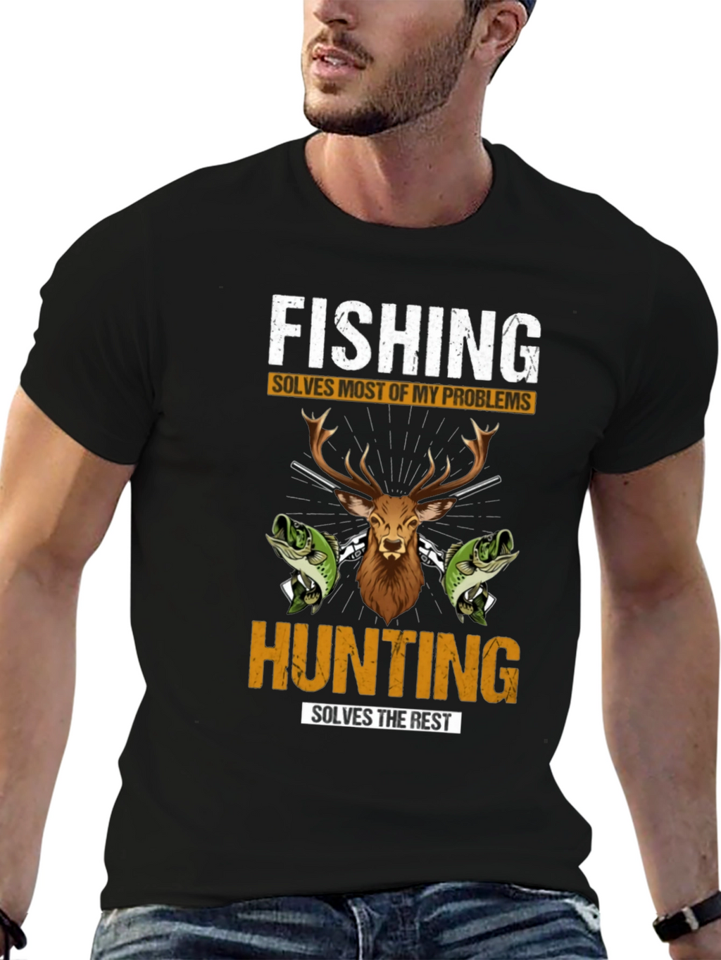 Fishing & Hunting Graphic Tee - Solve Your Problems!