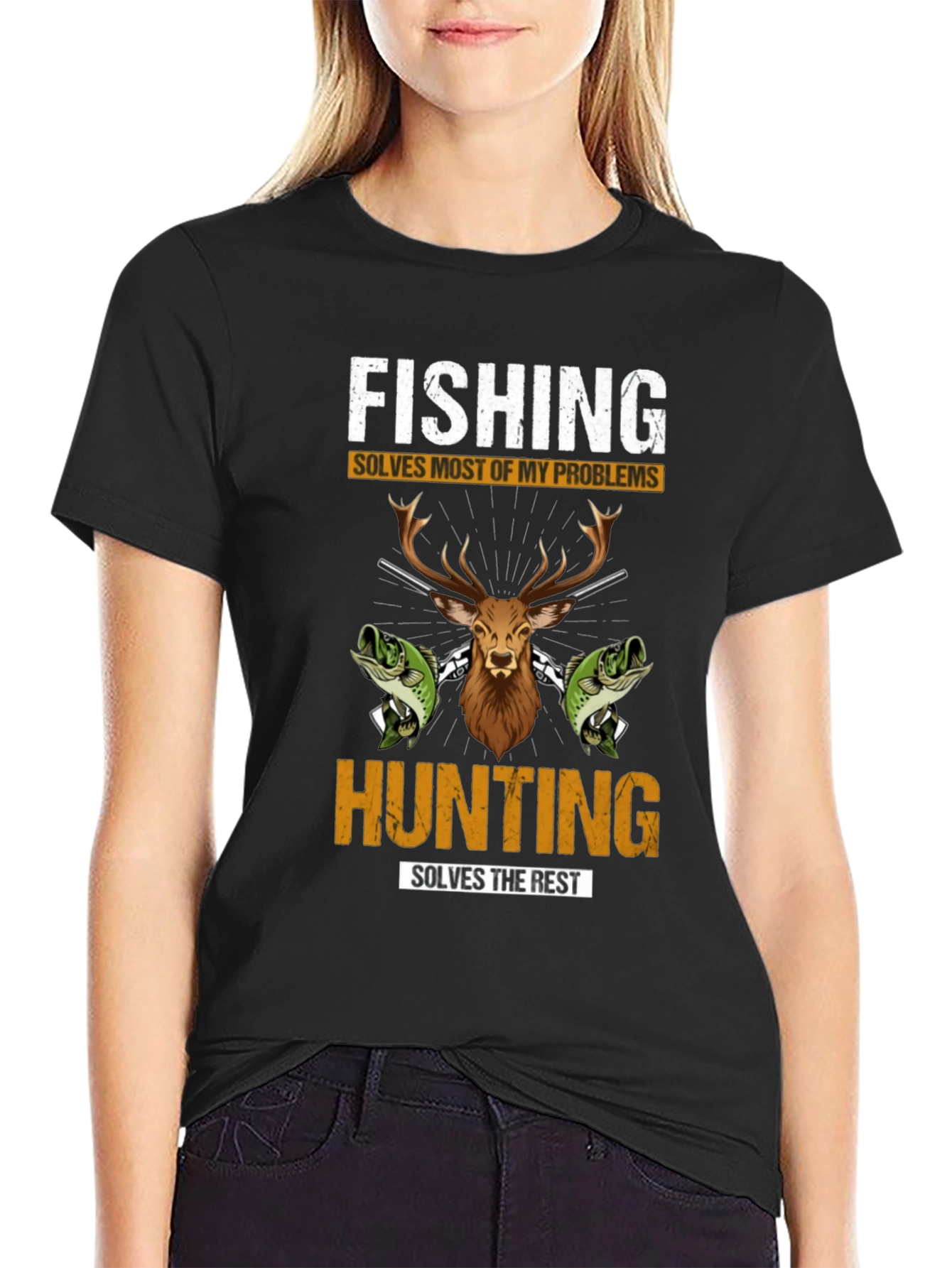 Fishing & Hunting Graphic Tee - Solve Your Problems!