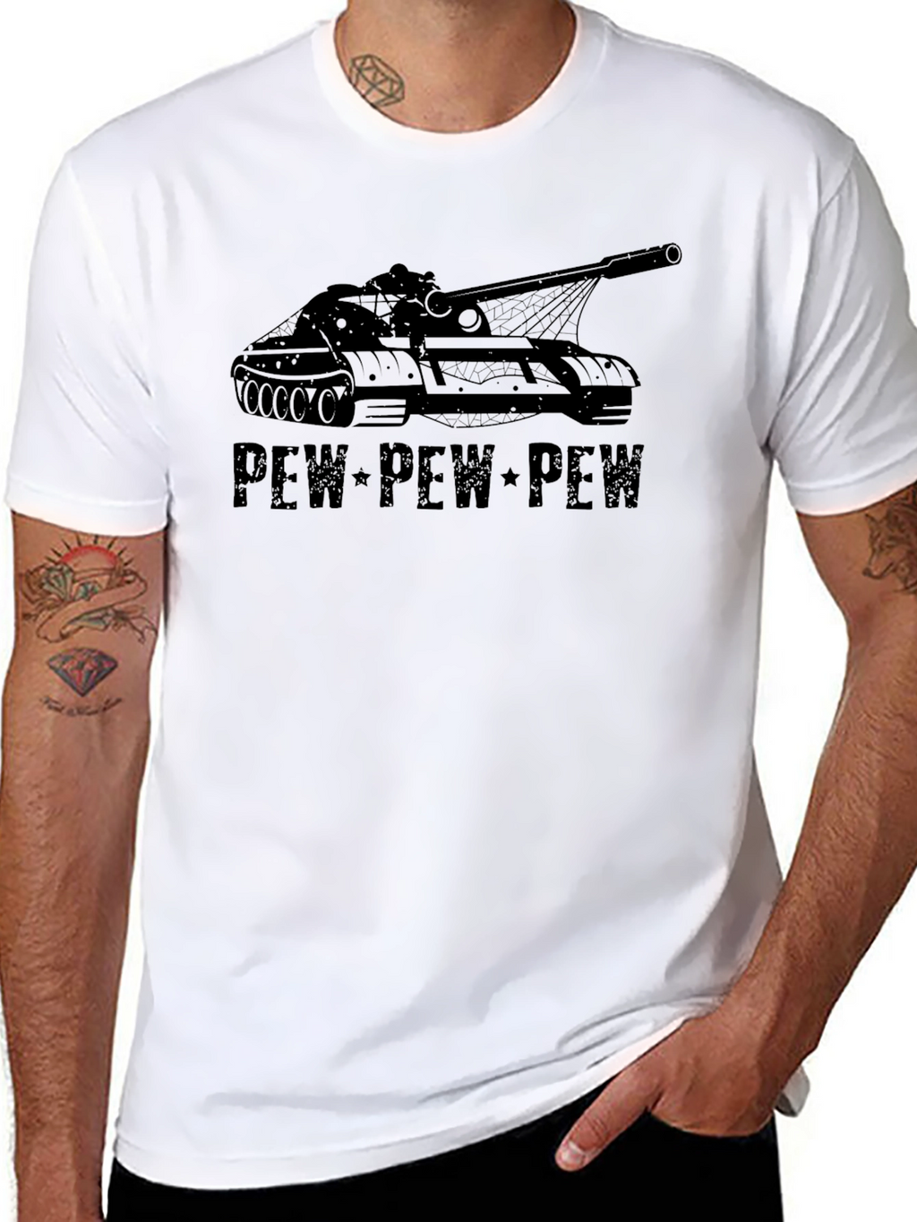 Tank Pew Pew Graphic Tee - Black