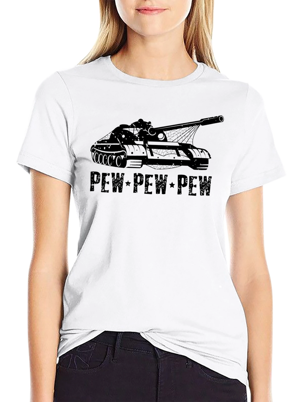 Tank Pew Pew Graphic Tee - Black