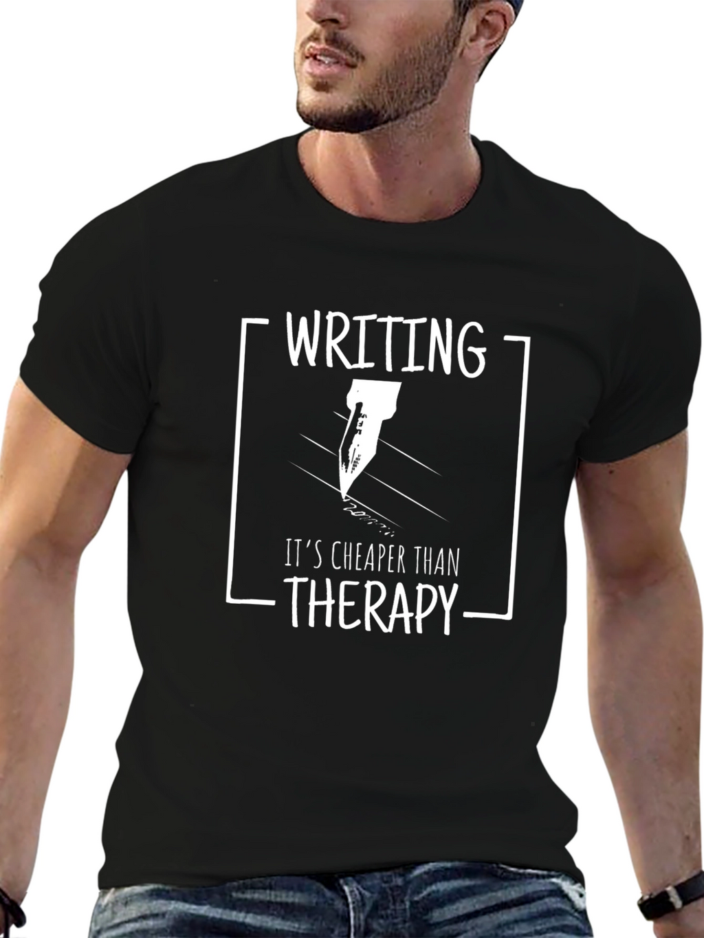 Writing Cheaper Than Therapy Graphic T-Shirt