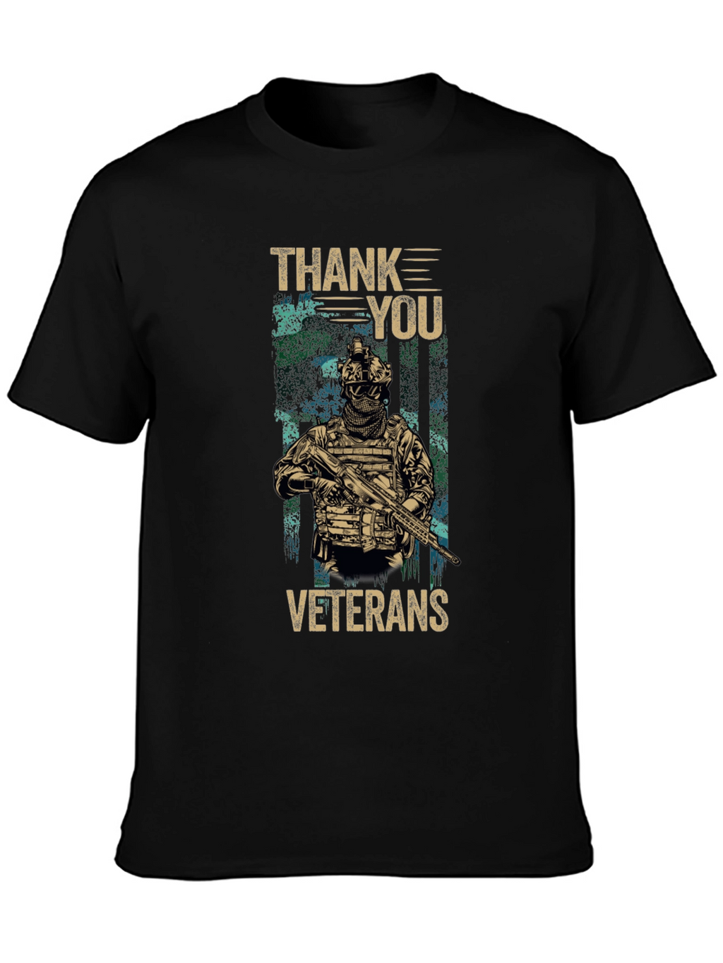 Thank You Veterans Graphic T-Shirt - Black