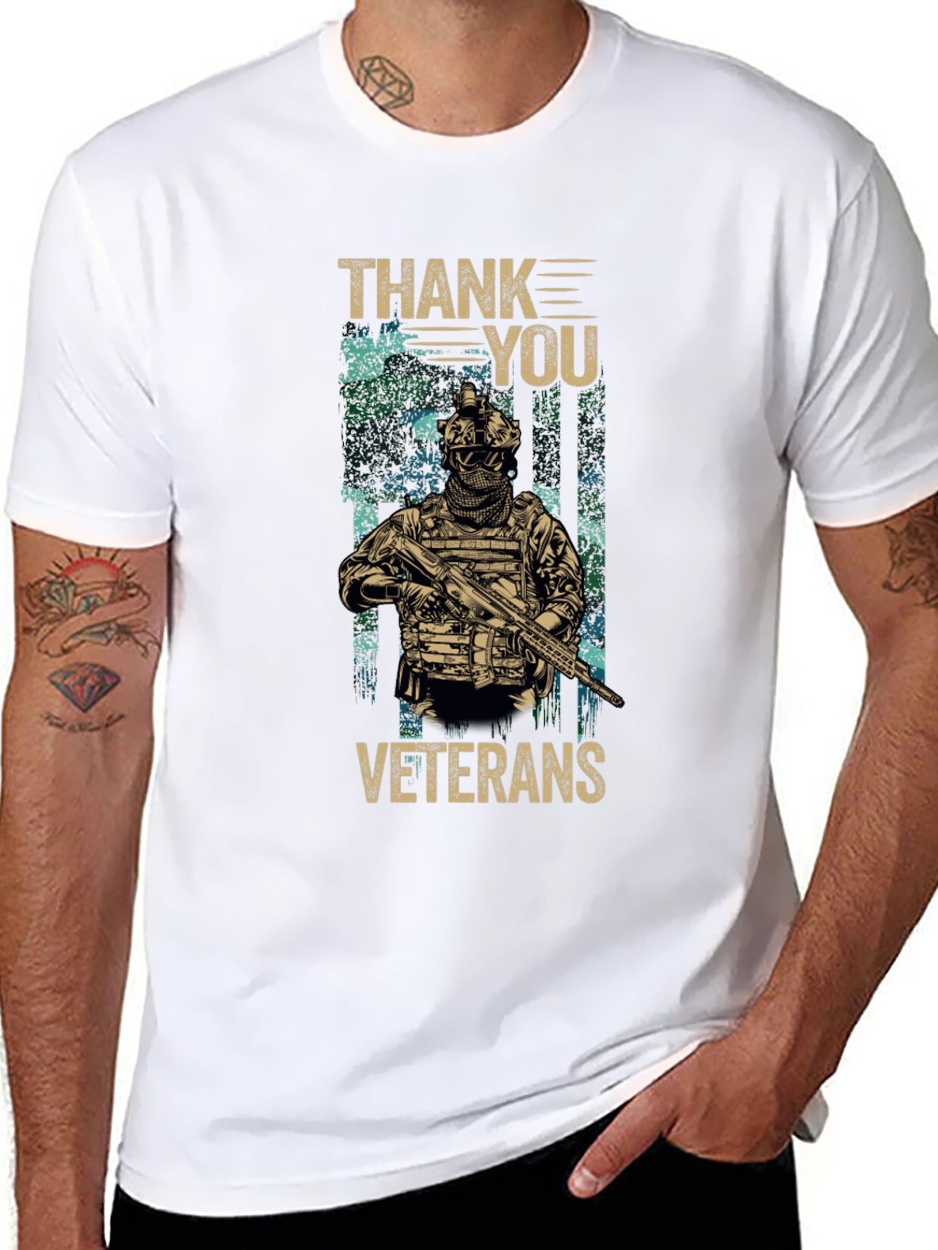 Thank You Veterans Graphic T-Shirt - Black