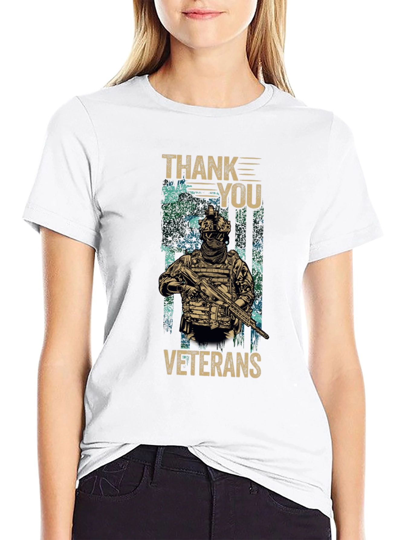 Thank You Veterans Graphic T-Shirt - Black