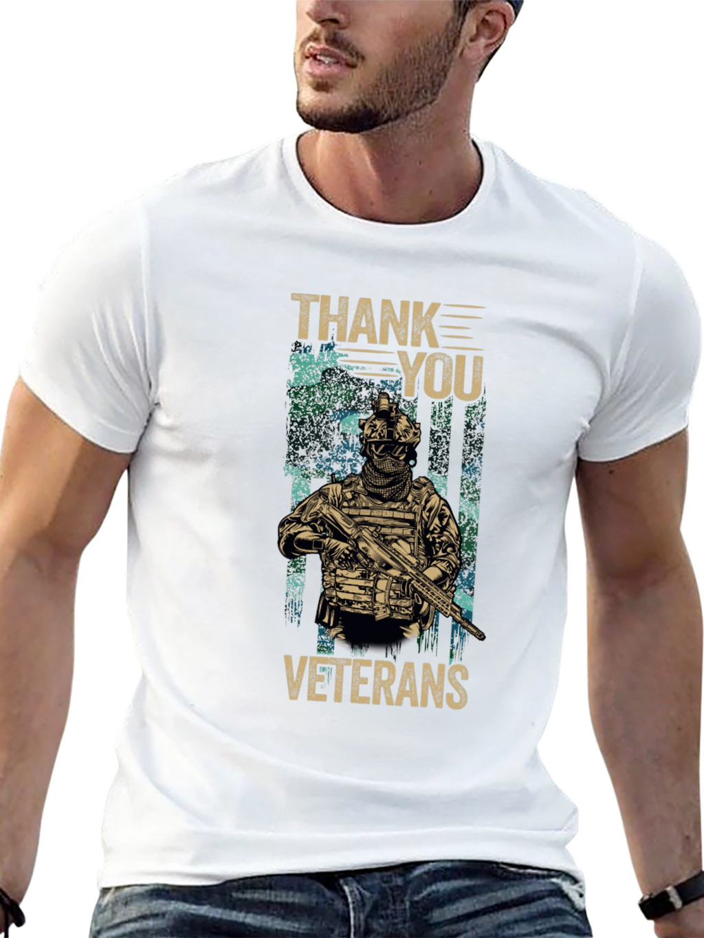 Thank You Veterans Graphic T-Shirt - Black