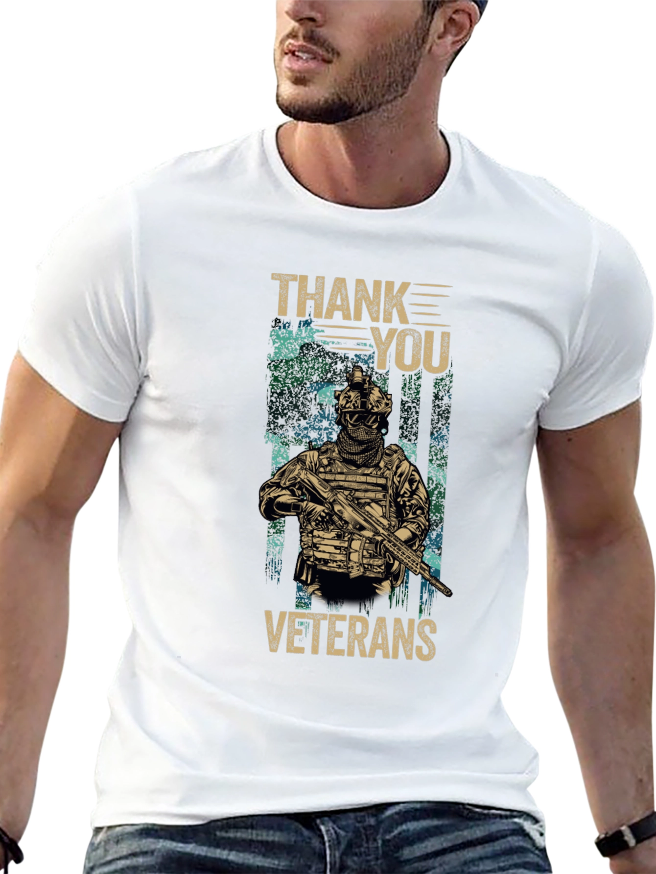 Thank You Veterans Graphic T-Shirt - Black