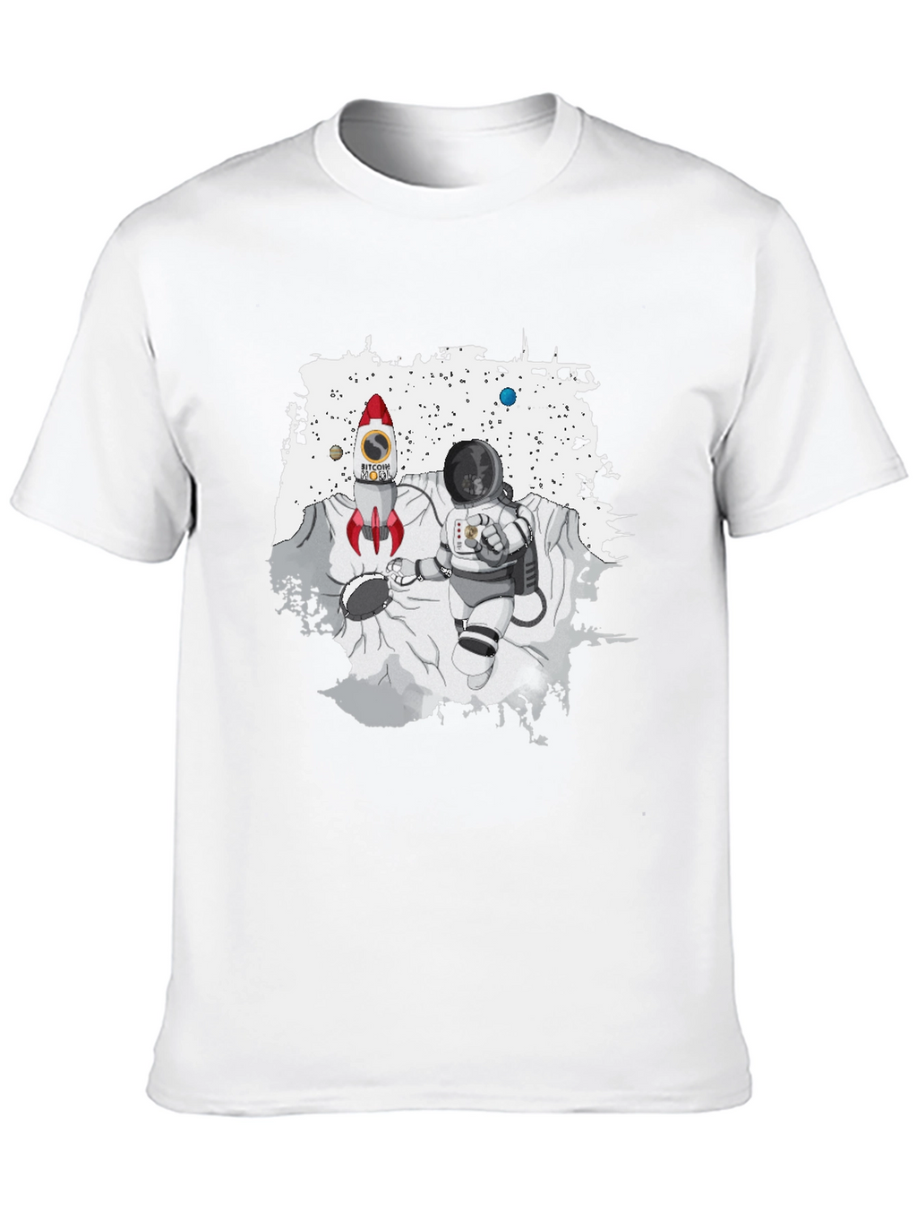 Bitcoin Rocket & Astronaut Black T-Shirt