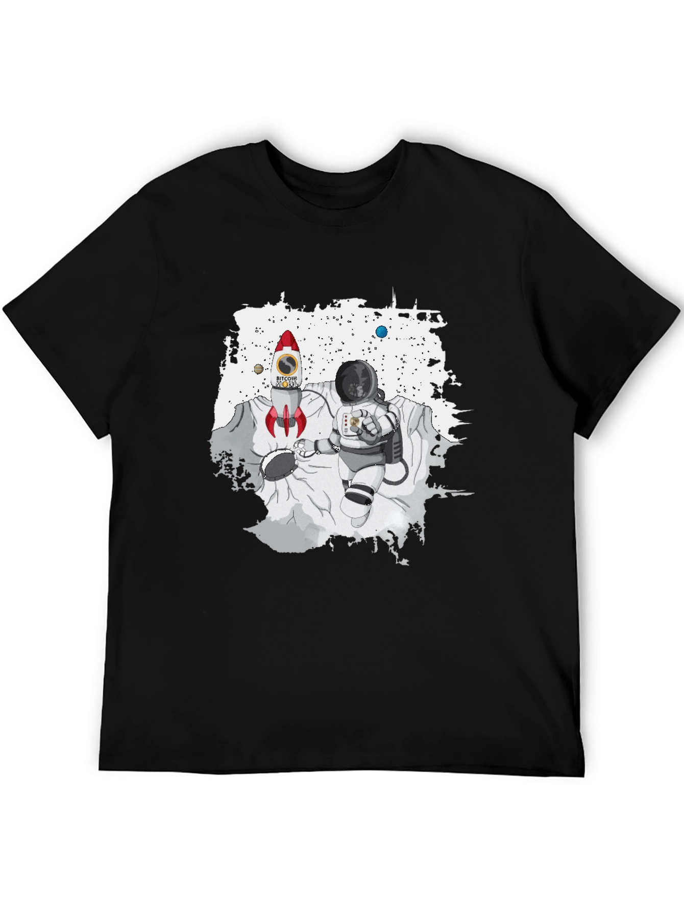 Bitcoin Rocket & Astronaut Black T-Shirt
