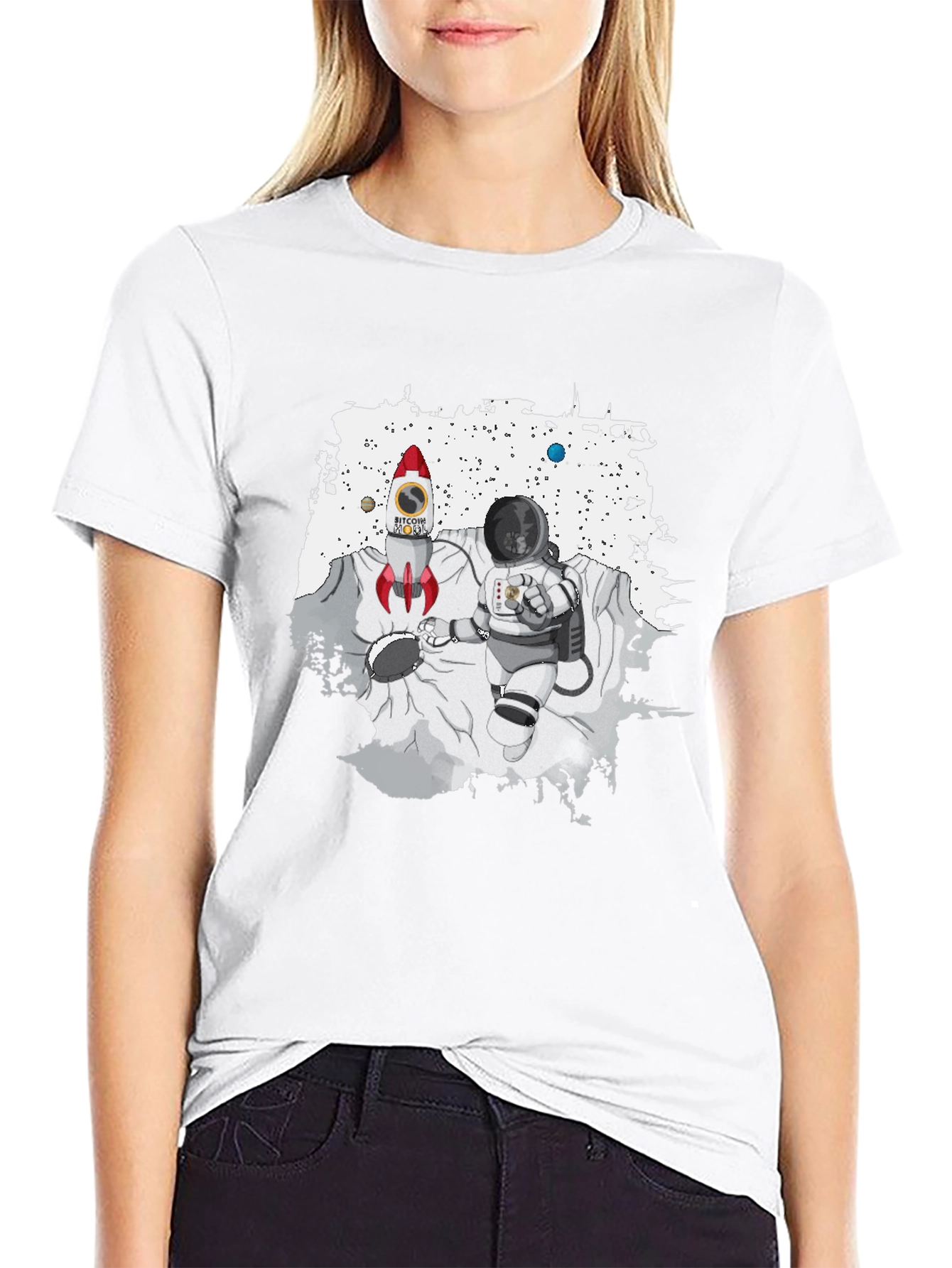 Bitcoin Rocket & Astronaut Black T-Shirt