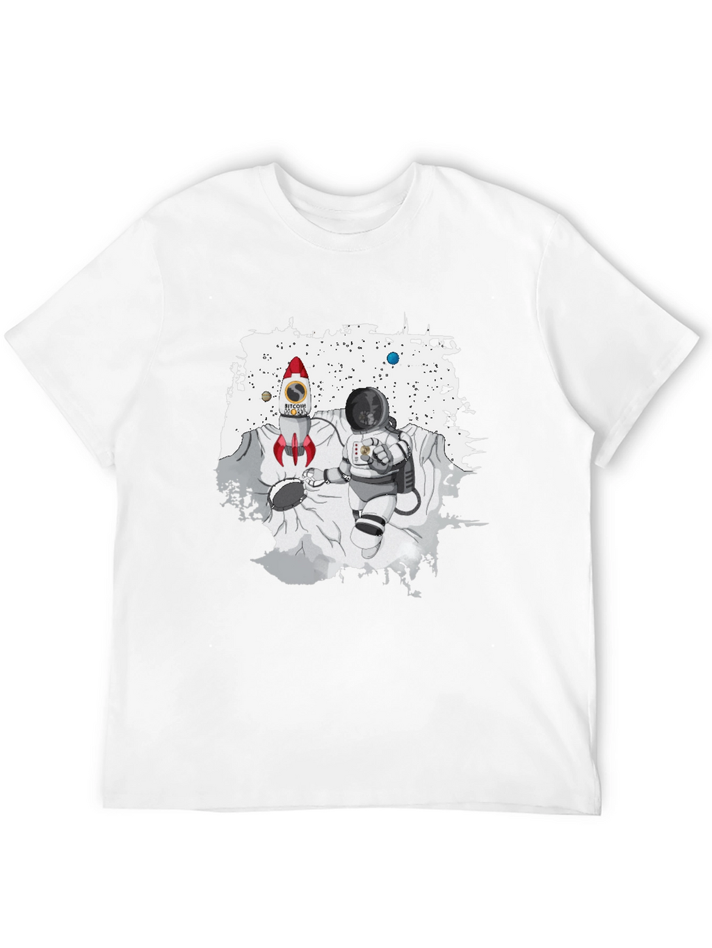 Bitcoin Rocket & Astronaut Black T-Shirt