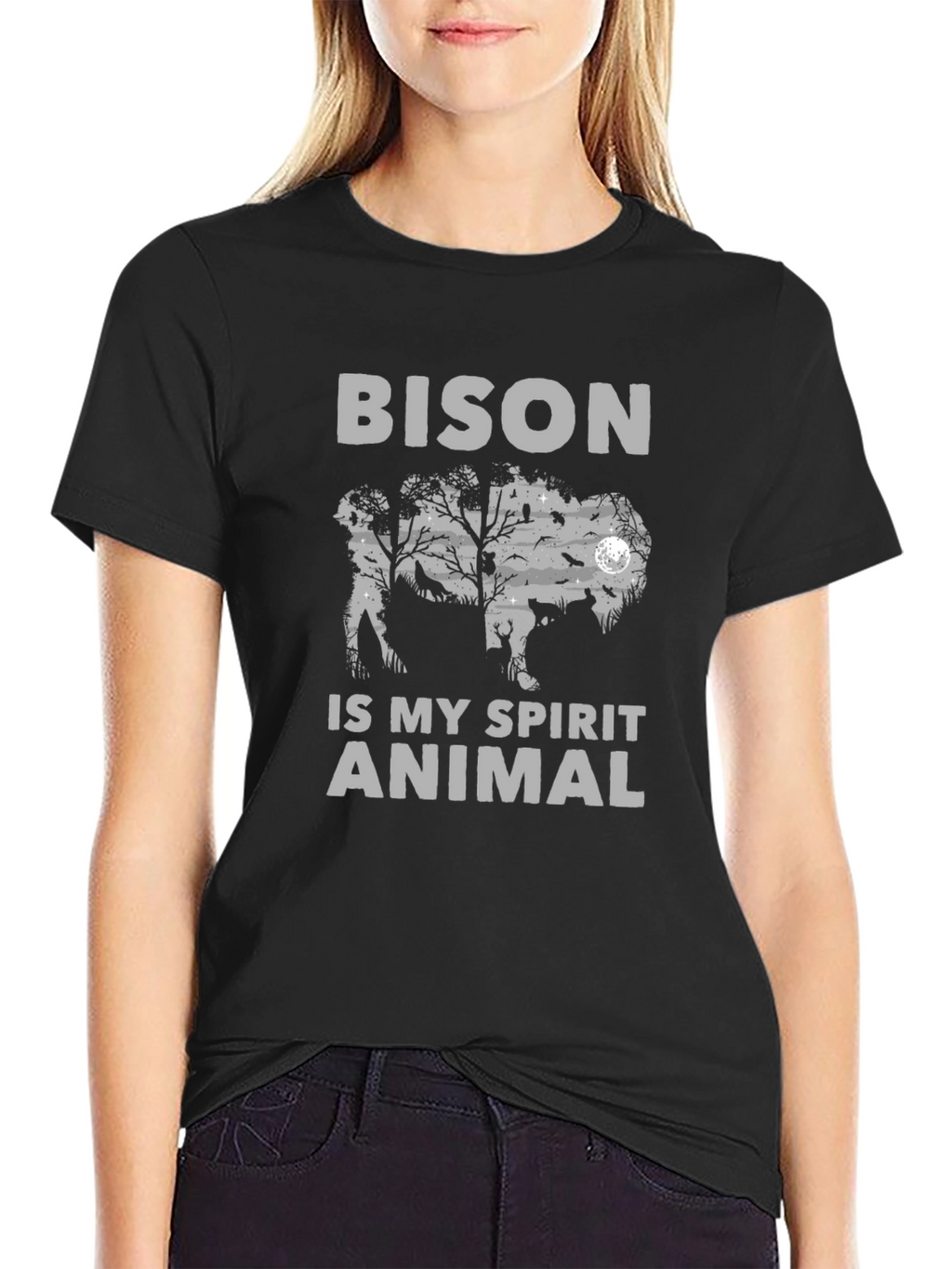 Bison Spirit Animal Graphic Tee - Soft Cotton Blend