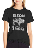 Bison Spirit Animal Graphic Tee - Soft Cotton Blend