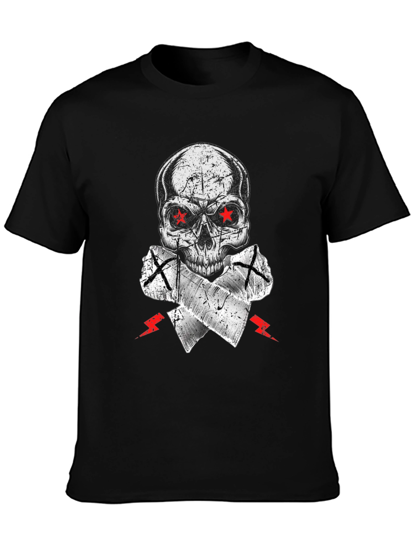 Skull Graphic Tee - Red Star Eyes