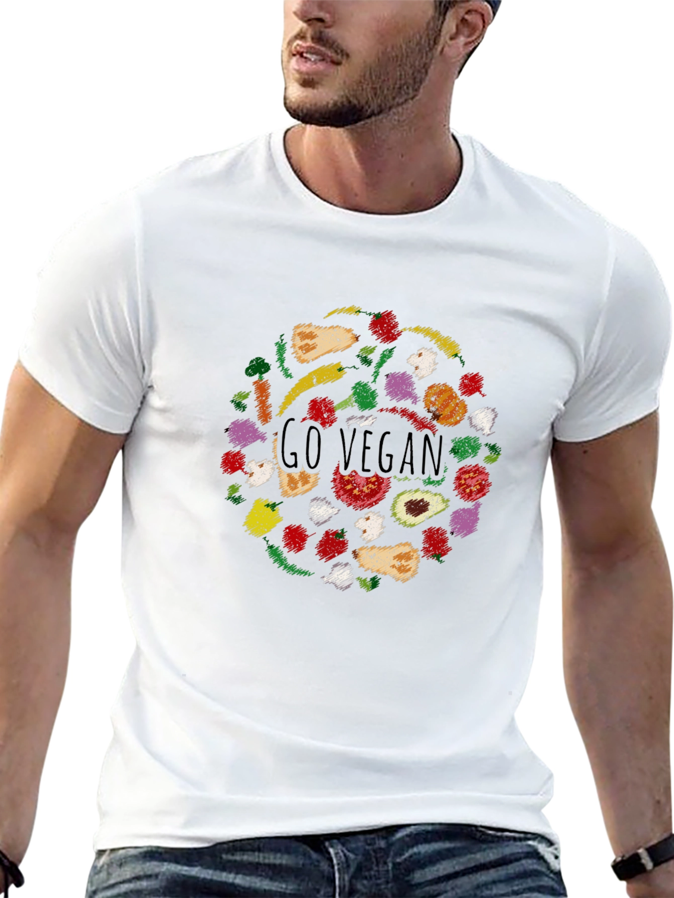 Go Vegan T-Shirt - Black Crew Neck Tee