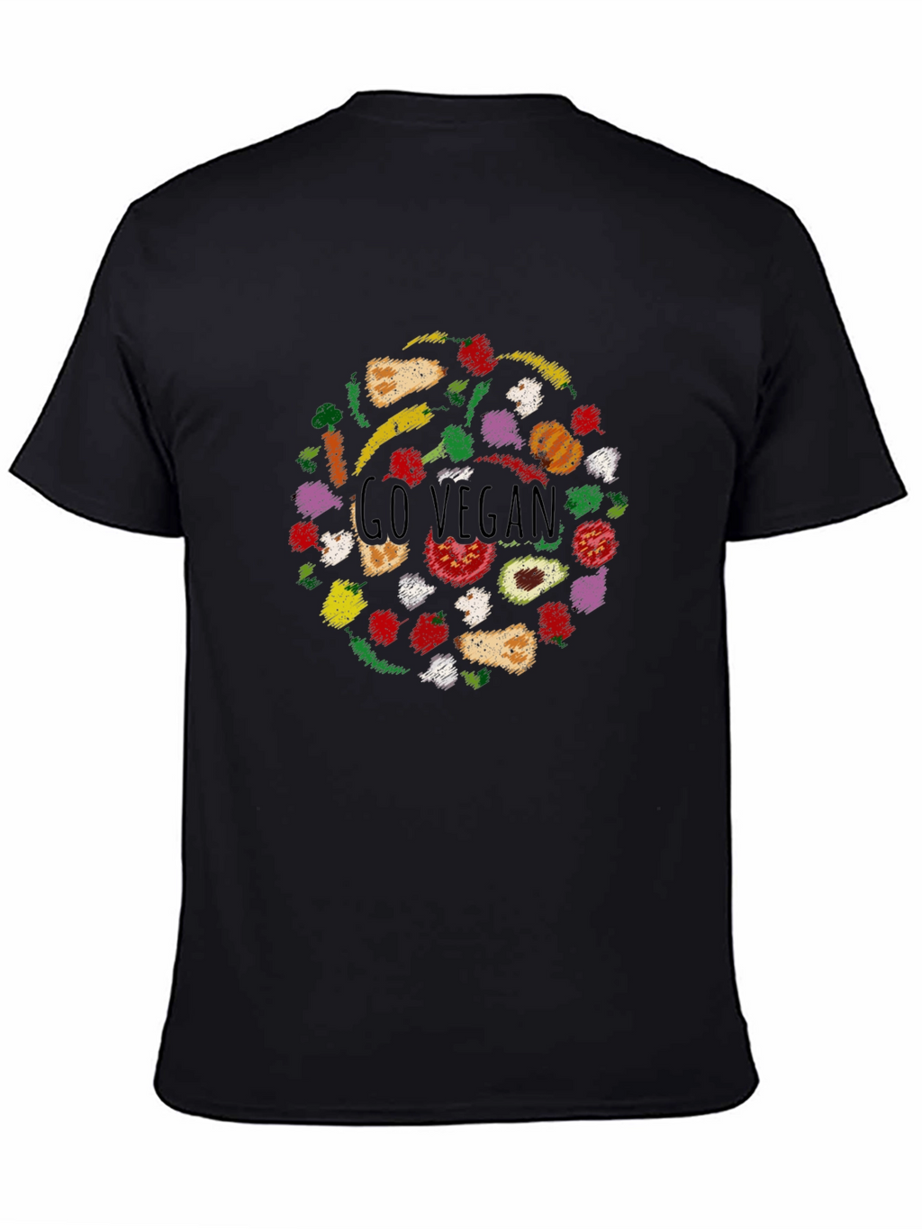 Go Vegan T-Shirt - Black Crew Neck Tee