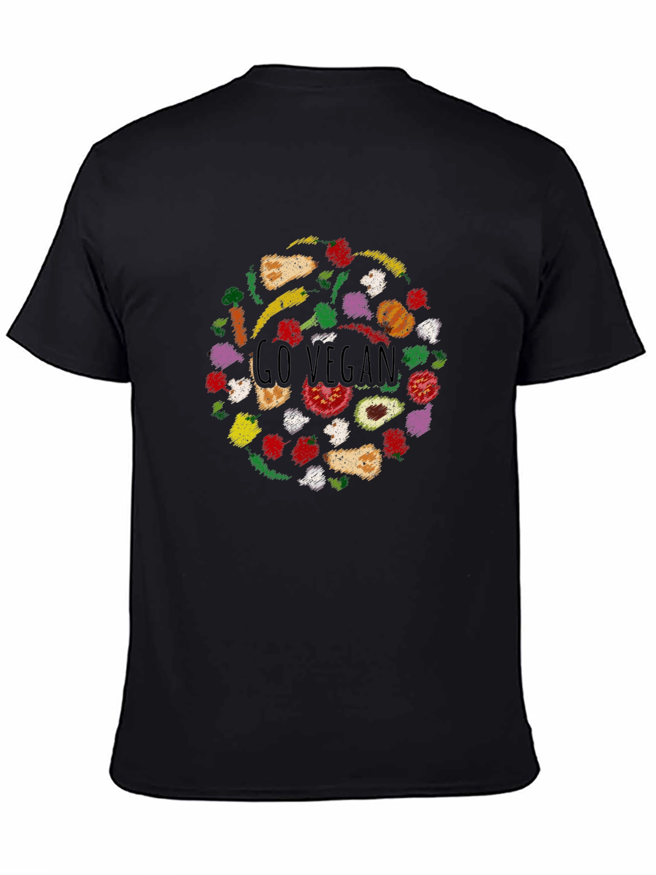 Go Vegan T-Shirt - Black Crew Neck Tee