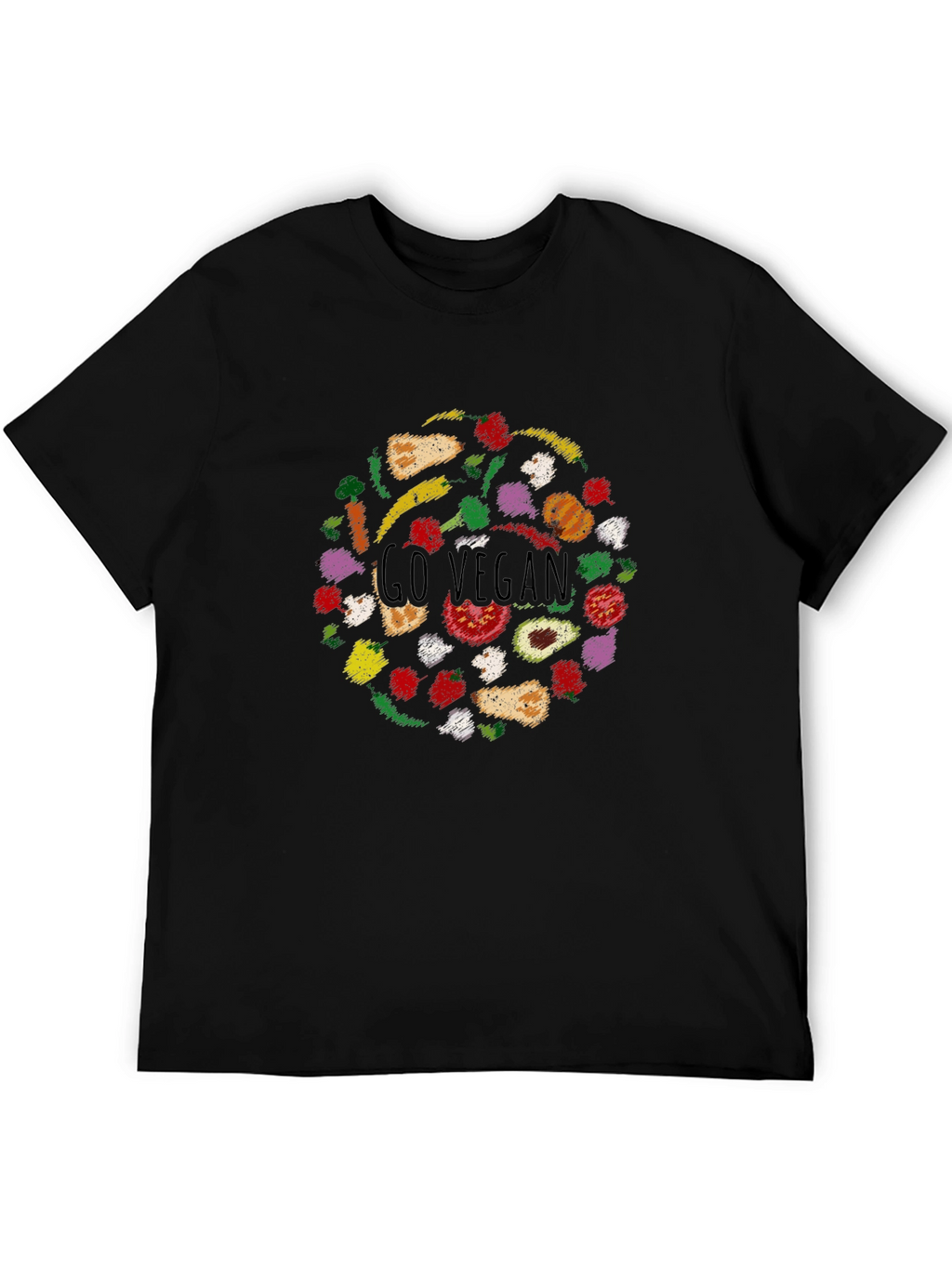 Go Vegan T-Shirt - Black Crew Neck Tee