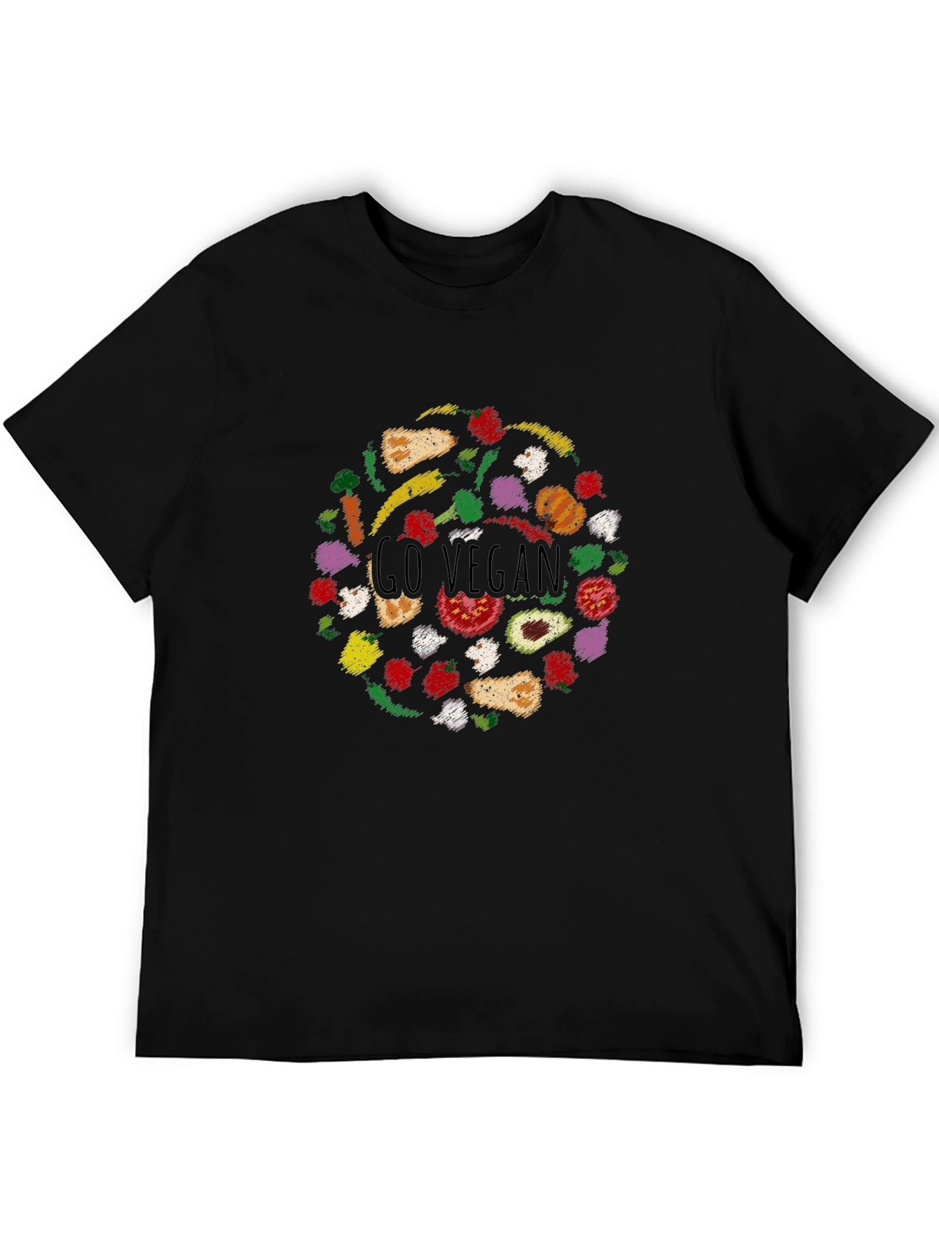 Go Vegan T-Shirt - Black Crew Neck Tee