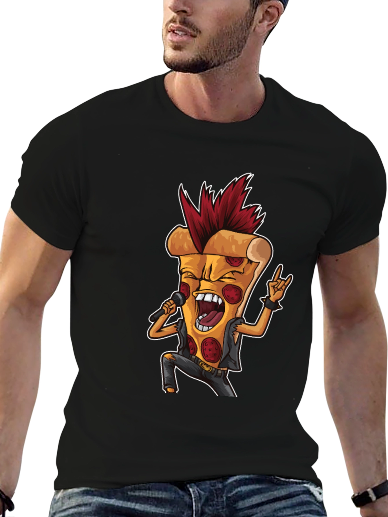 Pizza Rock T-Shirt - Rock and Roll Pizza Slice Tee