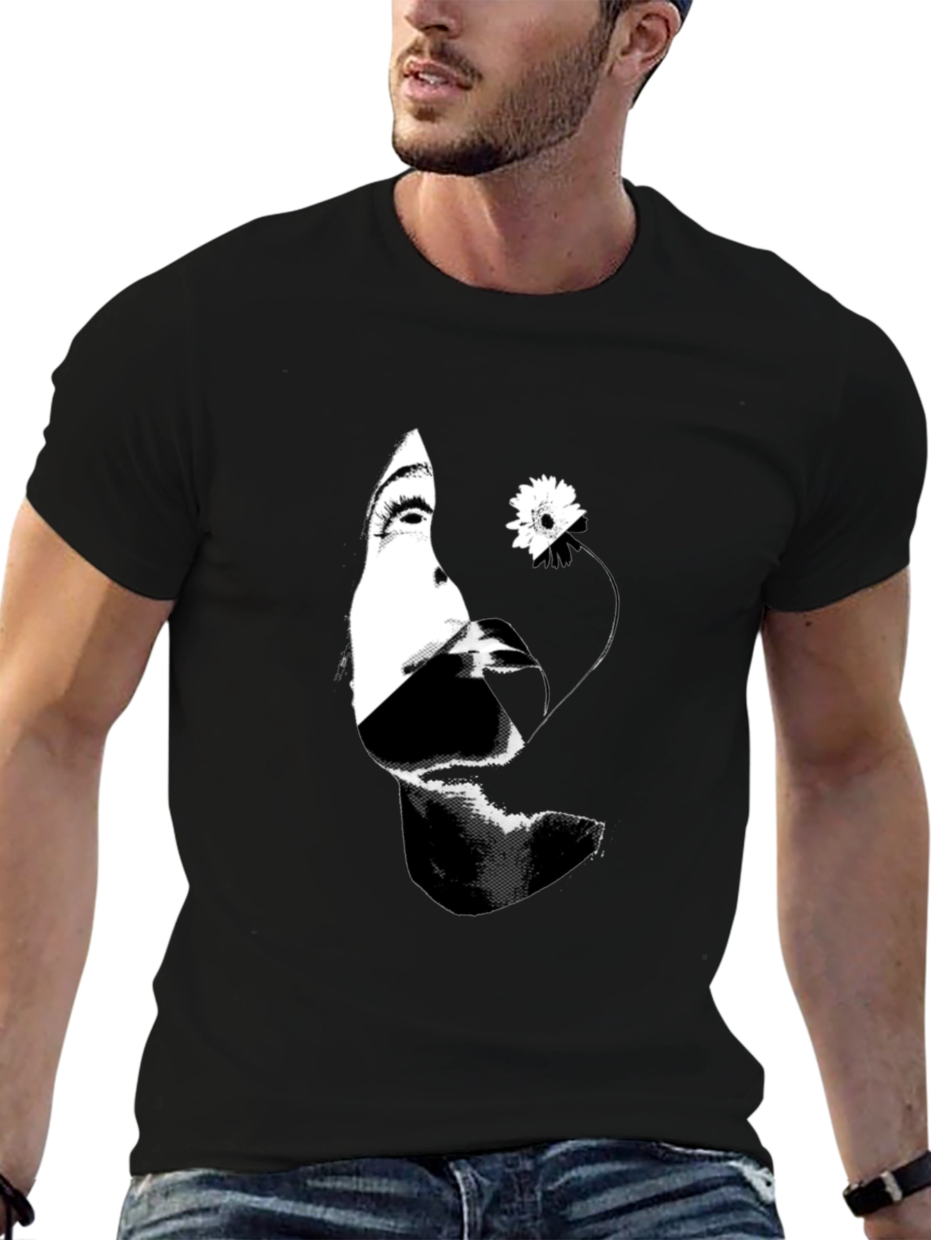 Abstract Woman and Flower Graphic T-Shirt