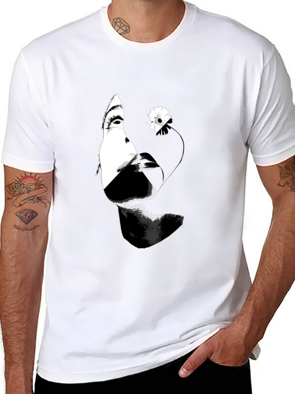 Abstract Woman and Flower Graphic T-Shirt