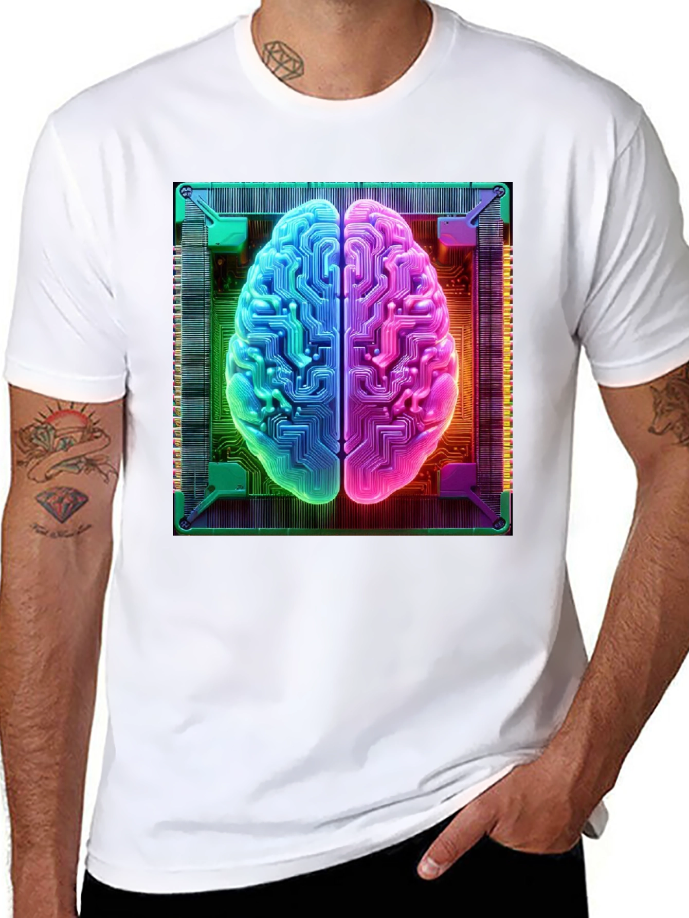 Circuit Brain Graphic Tee - Tech Mind T-Shirt