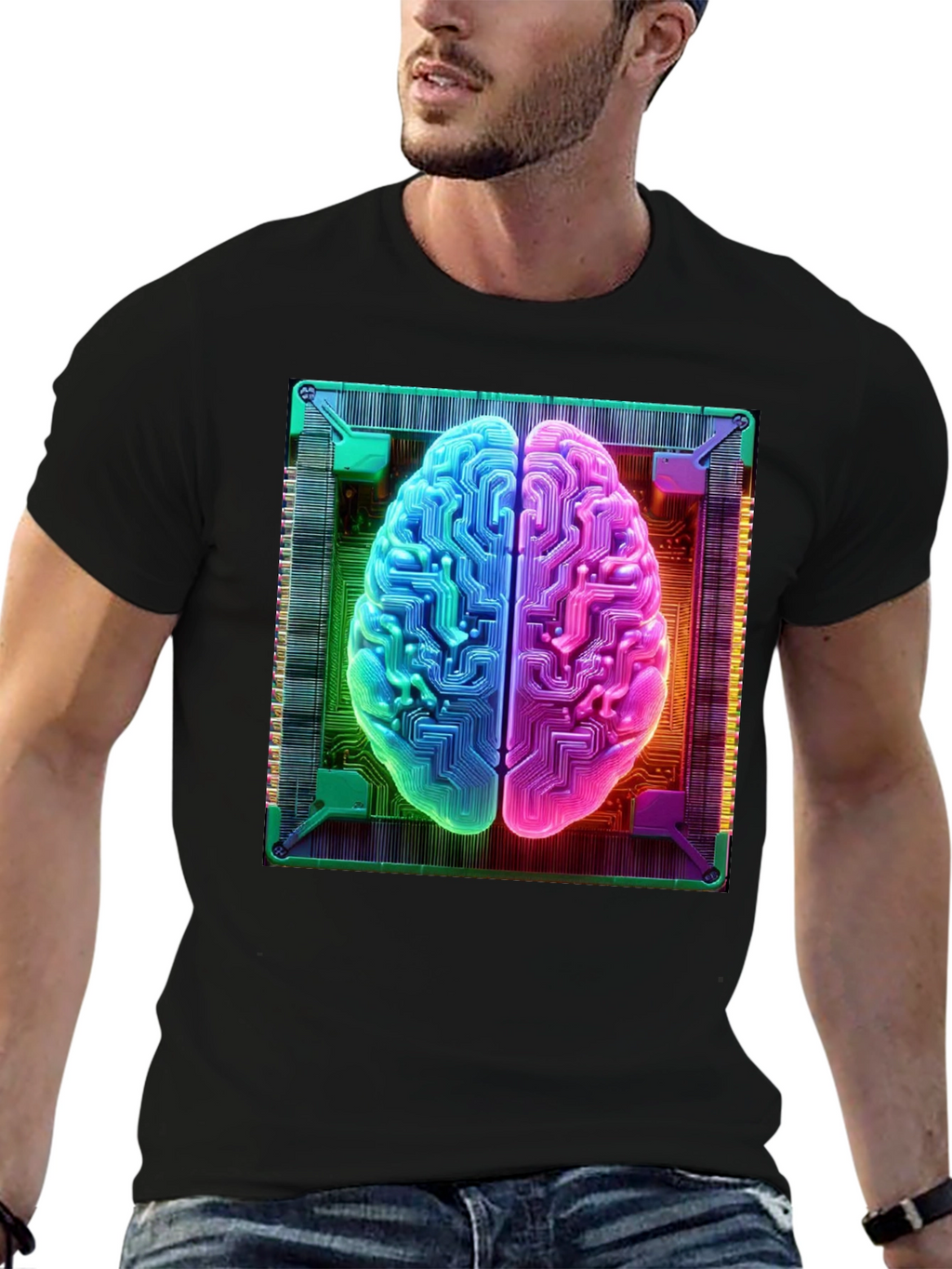 Circuit Brain Graphic Tee - Tech Mind T-Shirt