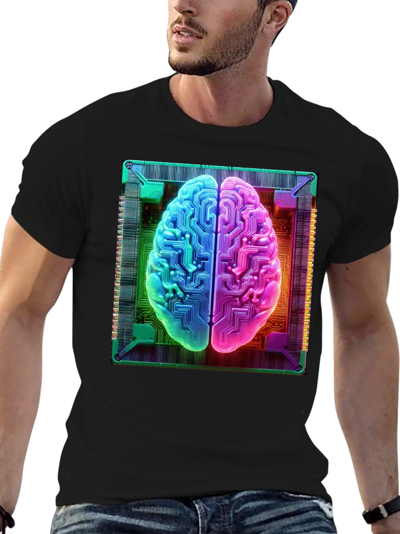 Circuit Brain Graphic Tee - Tech Mind T-Shirt