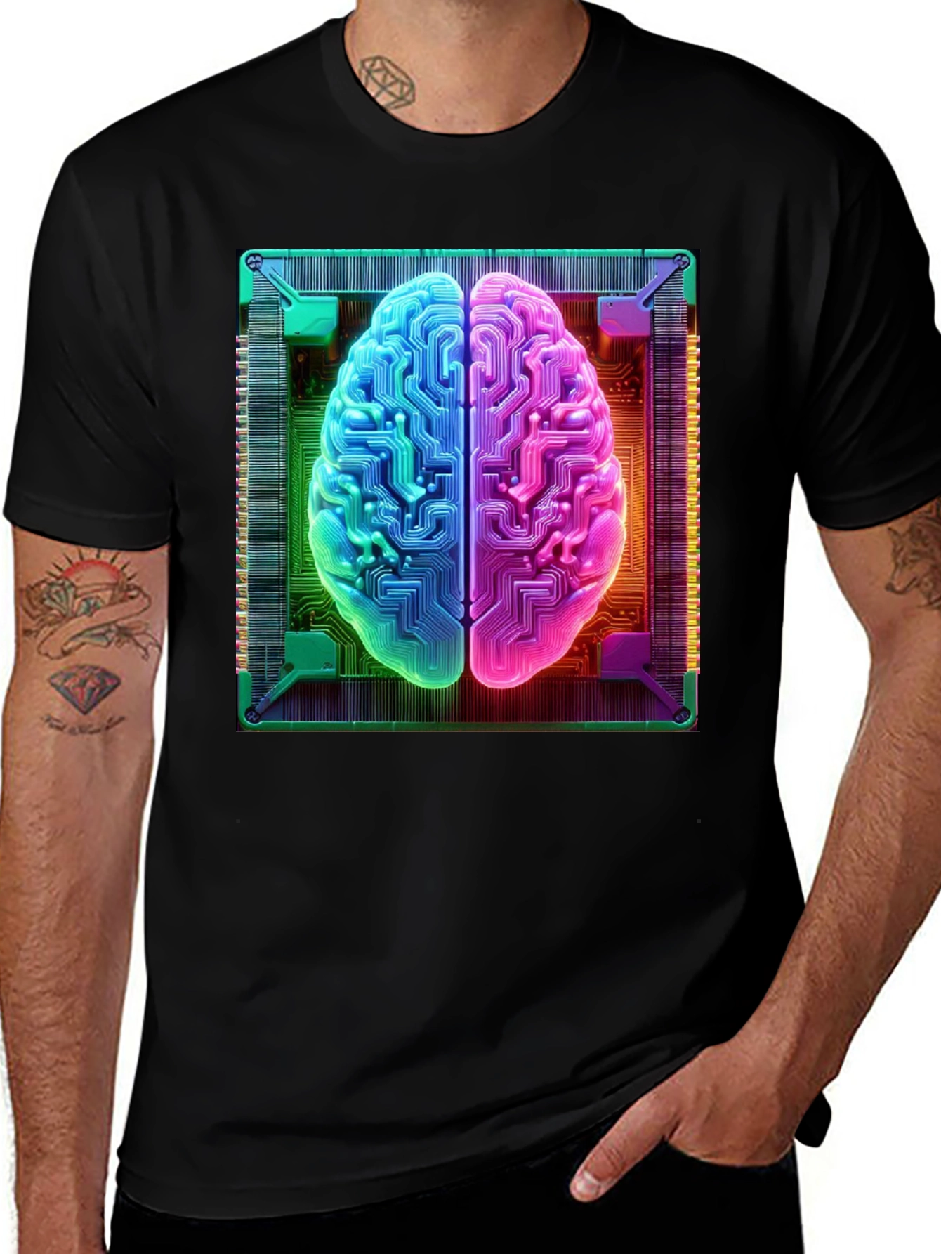 Circuit Brain Graphic Tee - Tech Mind T-Shirt