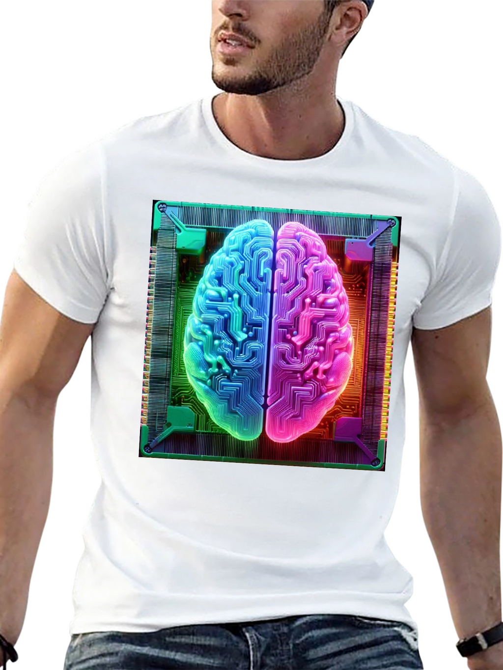 Circuit Brain Graphic Tee - Tech Mind T-Shirt