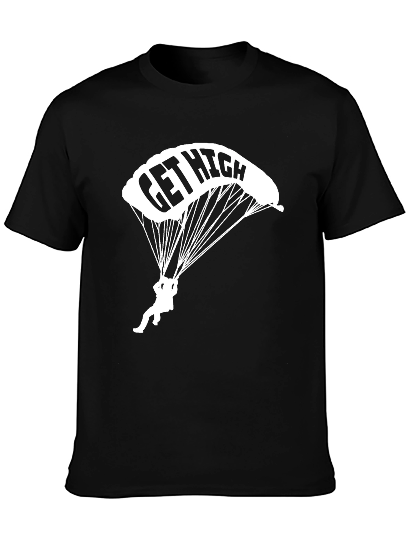 Get High Parachute T-Shirt - Black Cotton Tee