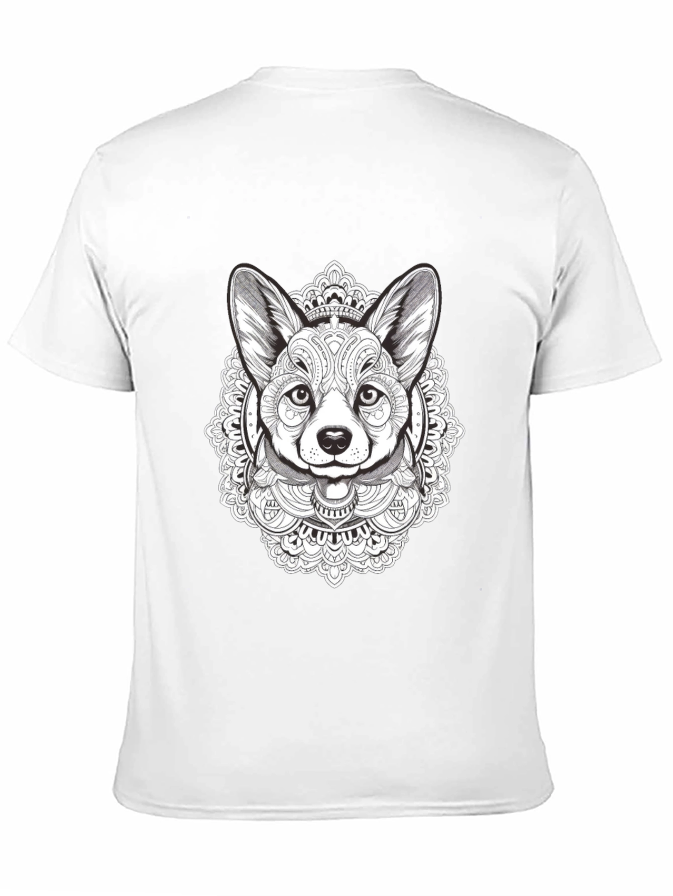 Corgi Mandala T-Shirt - Black Graphic Tee