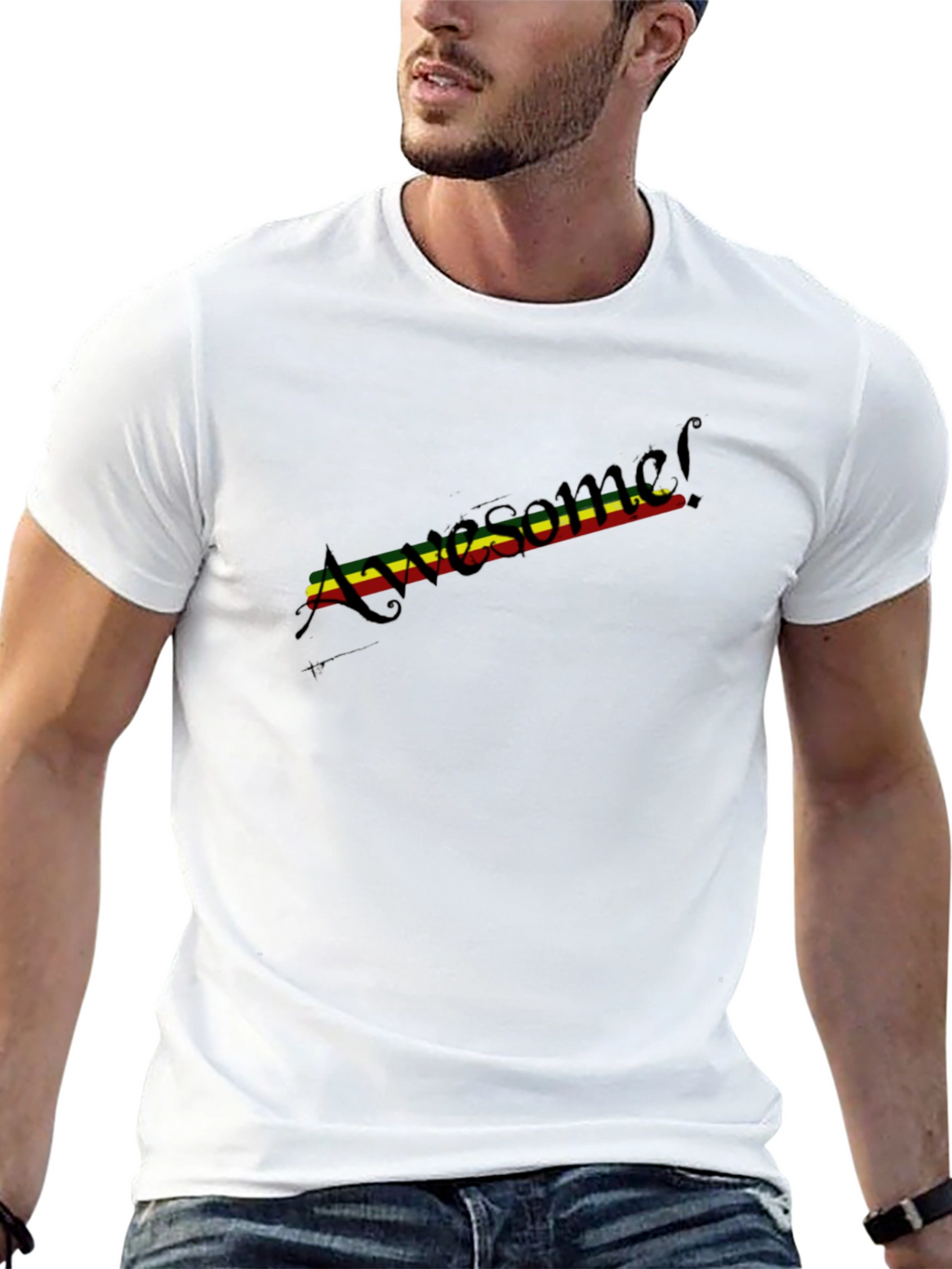 Awesome Reggae Stripe T-Shirt - Black