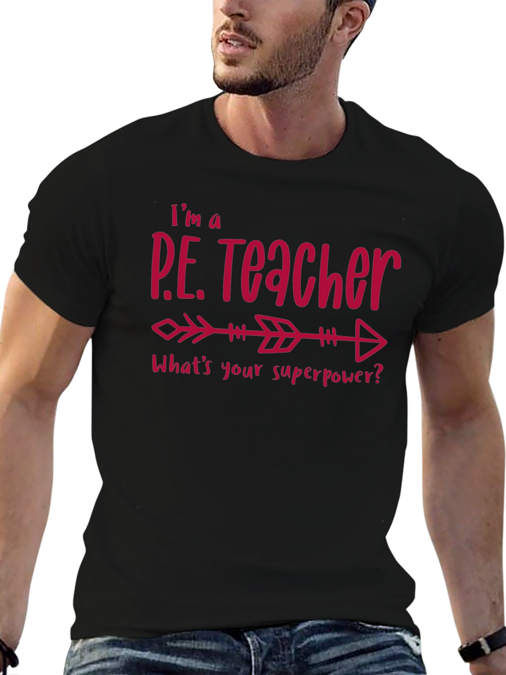 P.E. Teacher Superpower Black T-Shirt