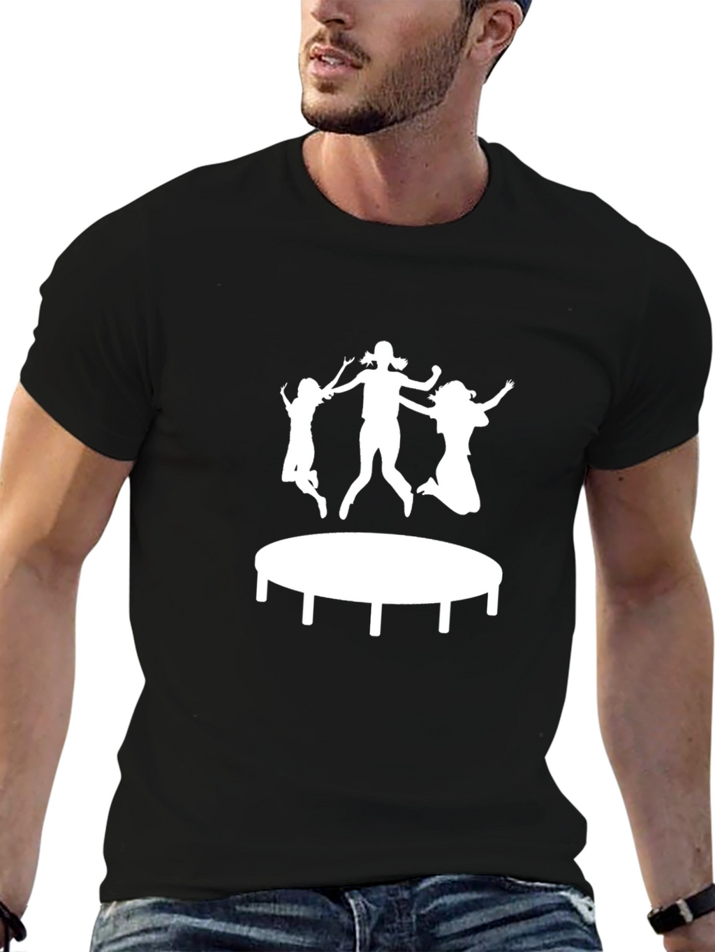 Trampoline Fun T-Shirt - Black Cotton Tee