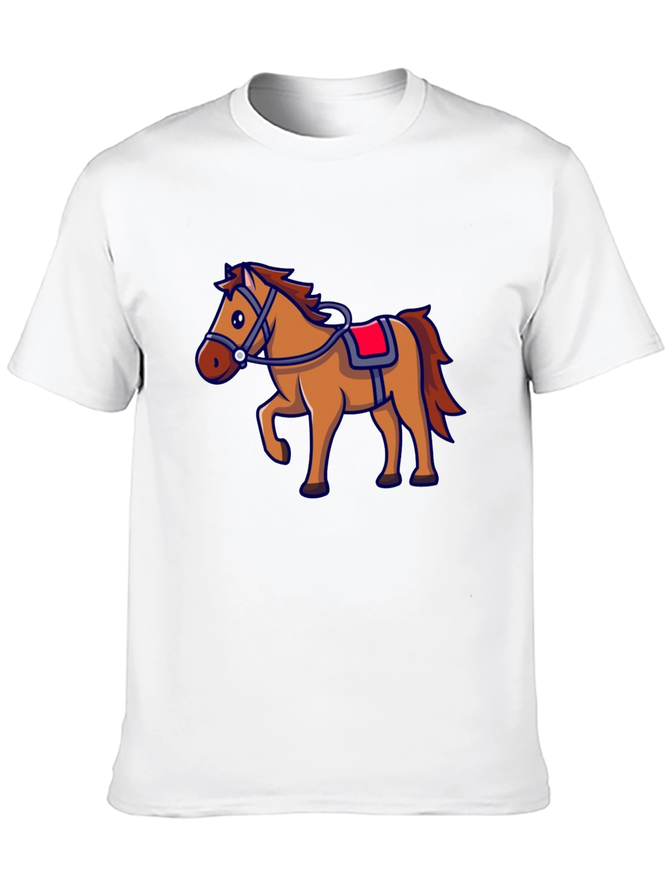 Horse Graphic Black T-Shirt - Cartoon Style