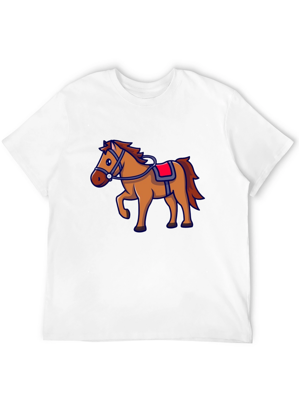 Horse Graphic Black T-Shirt - Cartoon Style