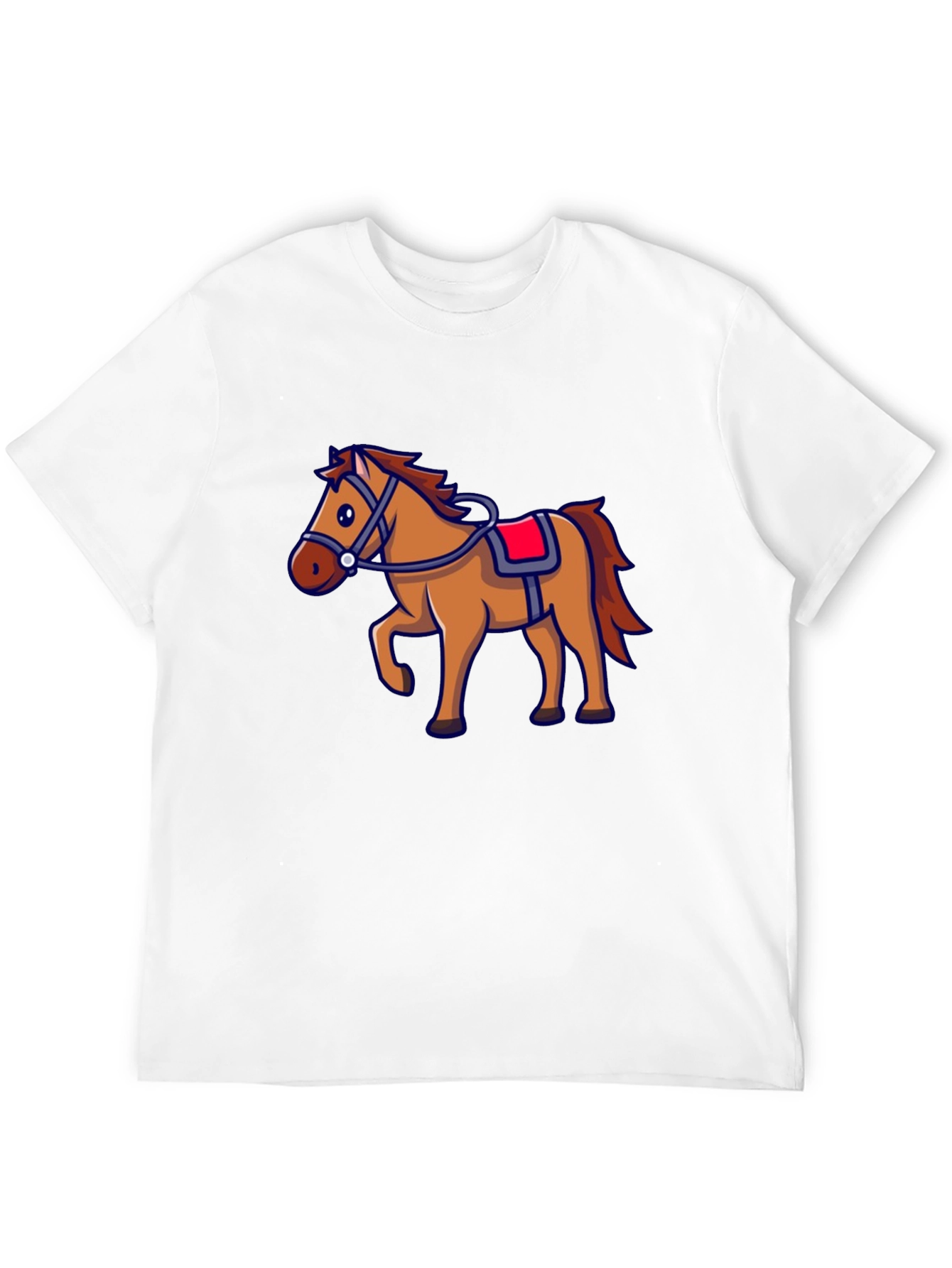Horse Graphic Black T-Shirt - Cartoon Style