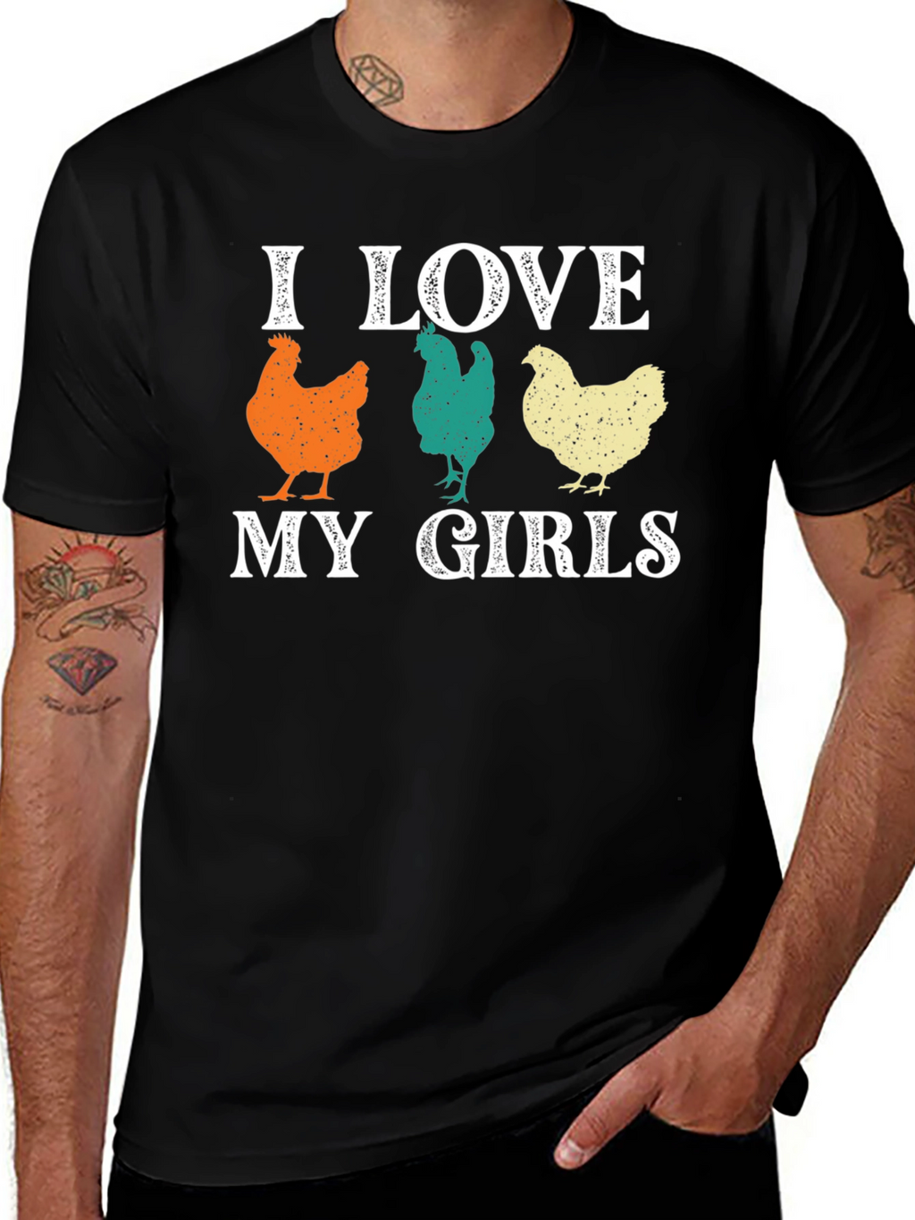 I Love My Girls Chicken Graphic T-Shirt