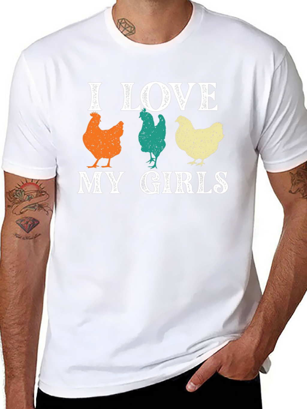 I Love My Girls Chicken Graphic T-Shirt