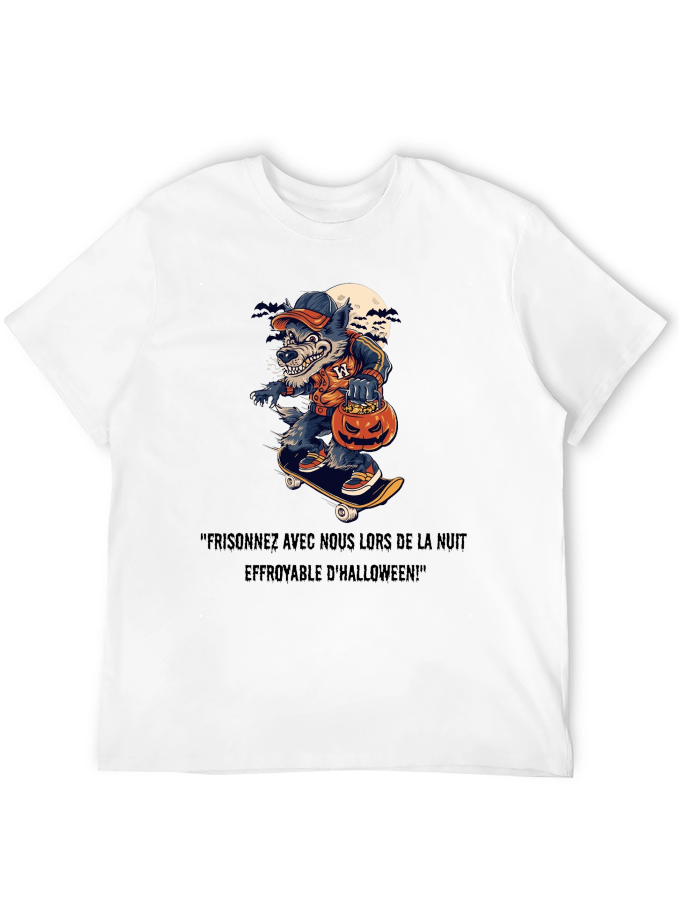 Spooky Halloween Wolf Skateboard T-Shirt