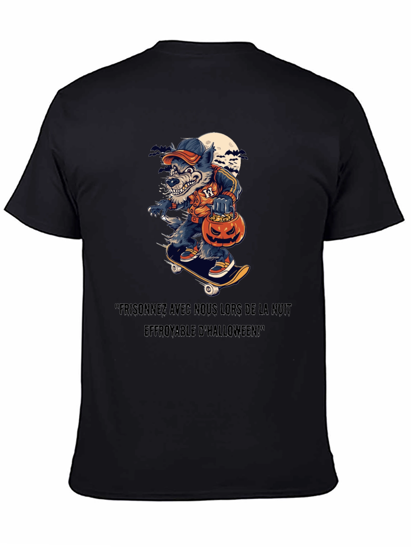 Spooky Halloween Wolf Skateboard T-Shirt